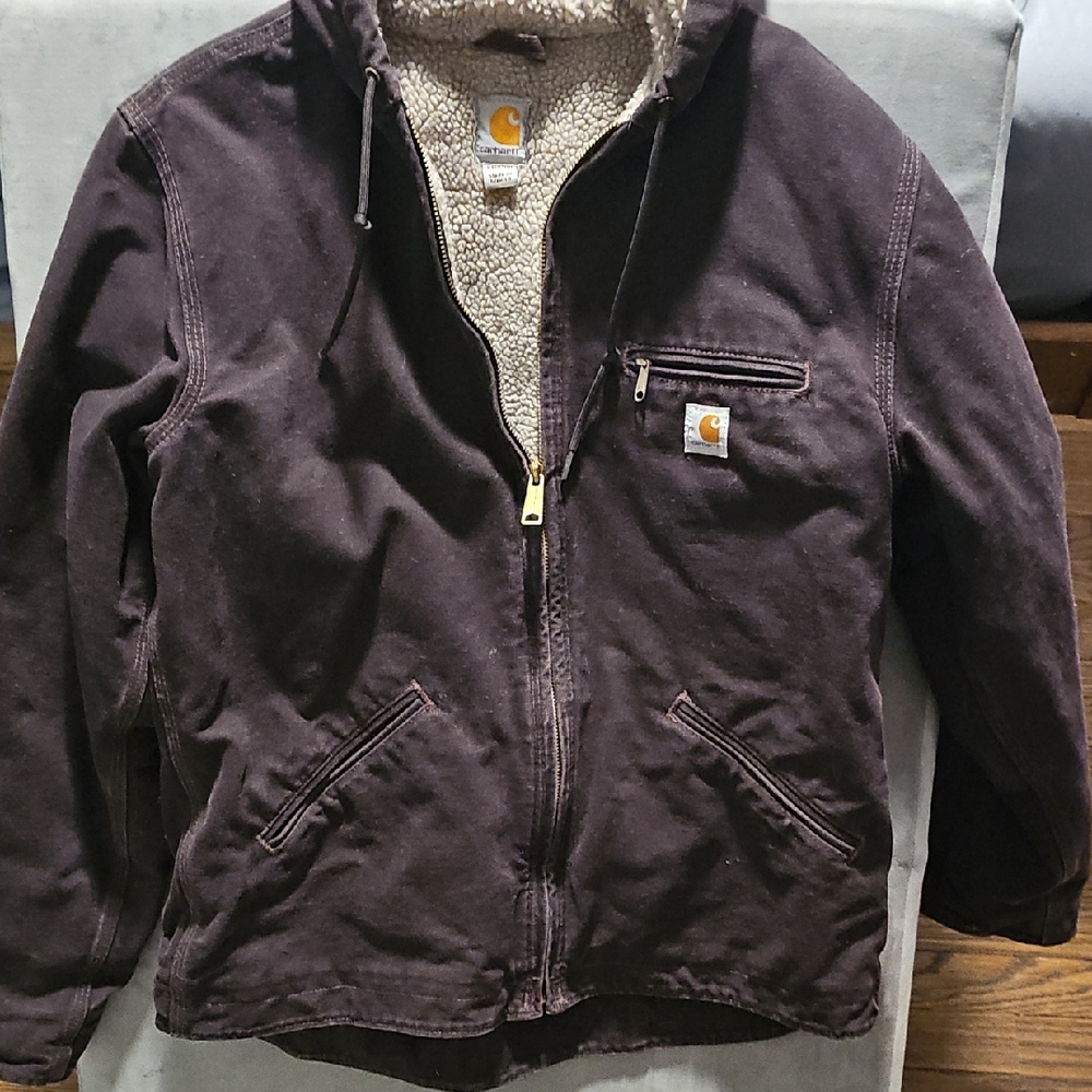 Carhartt Kids' Dark Brown Hooded Sherpa-Lined Jacket